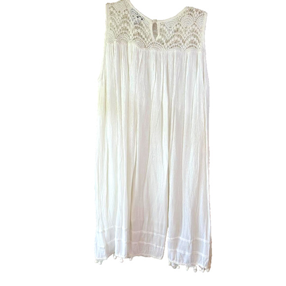 Jessica Taylor White Embroidered Dress/Beach Coverup Size L Boho Peasant - Picture 3 of 10